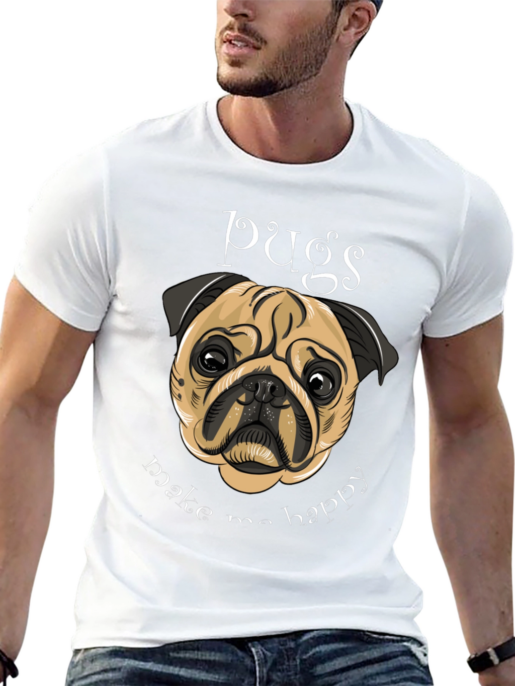 Pug Make Me Happy Graphic Tee