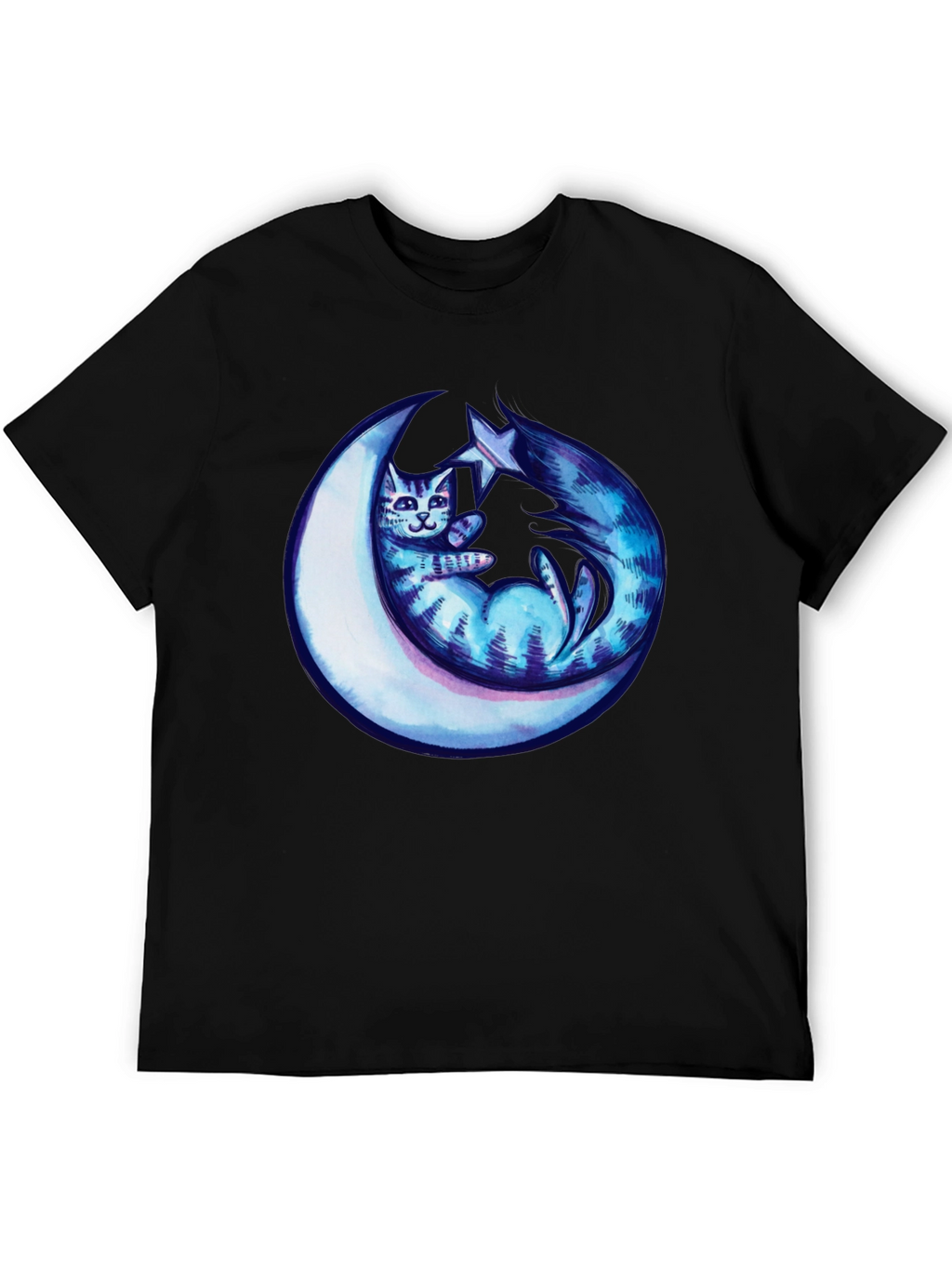 Cosmic Cat & Moon Graphic Tee