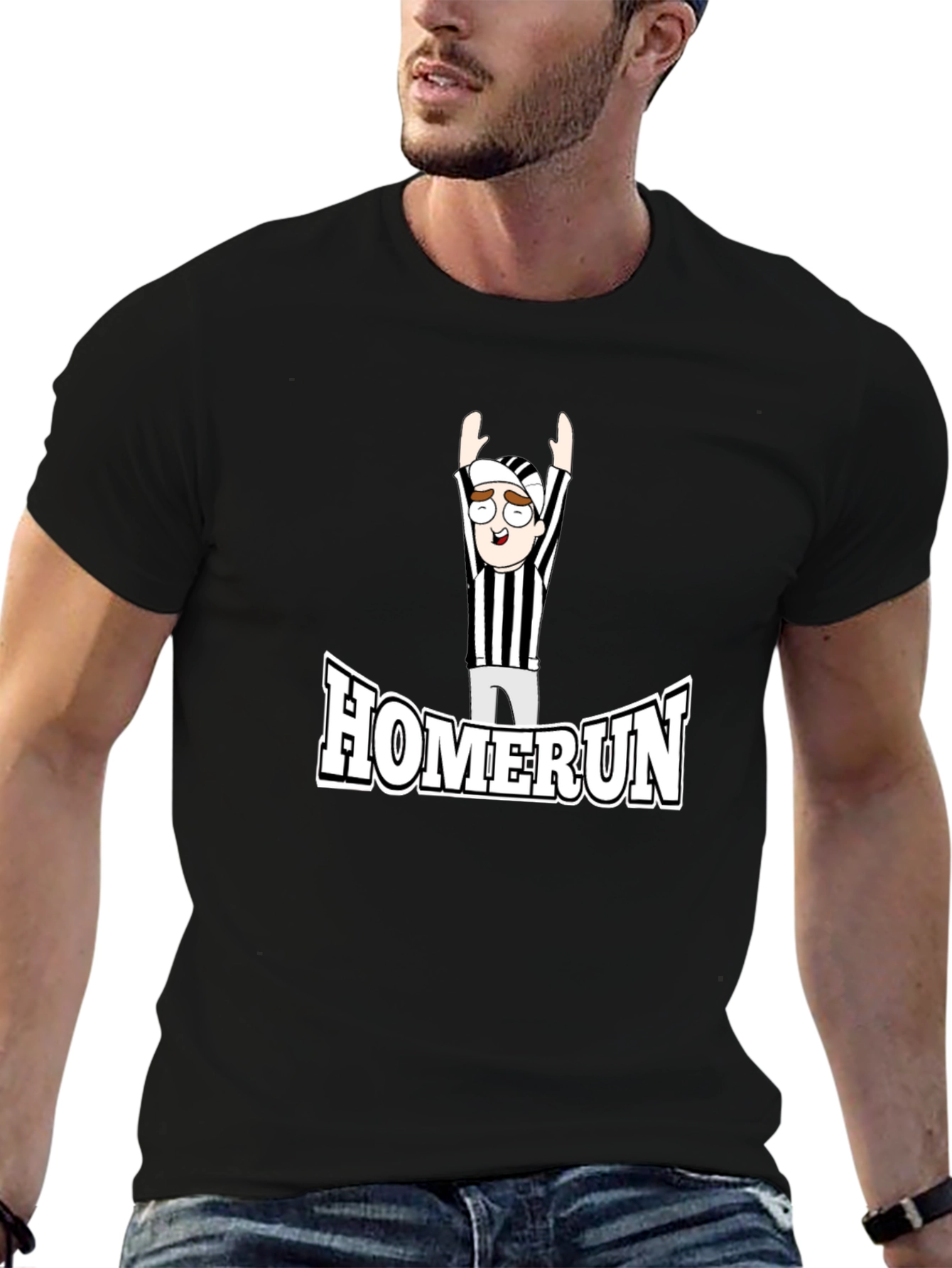 Homerun Referee Cartoon T-Shirt - Black