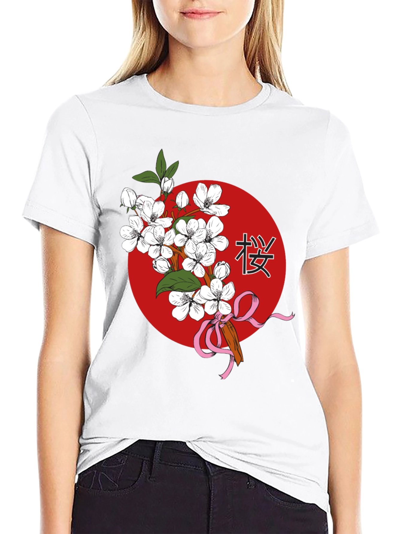 Floral Japanese Cherry Blossom Graphic T-Shirt