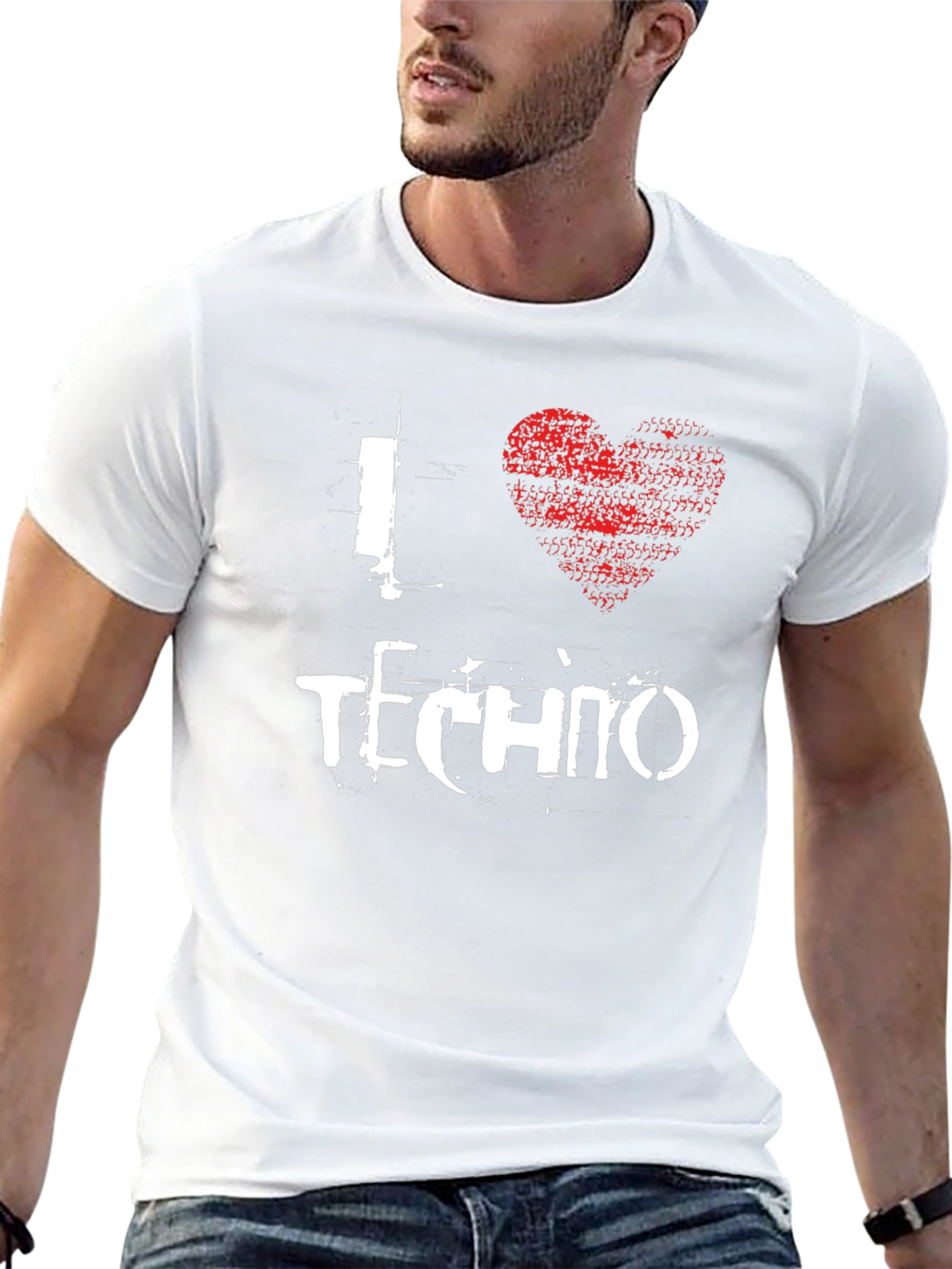 I Love Techno Black Graphic Tee Grunge Style T-Shirt