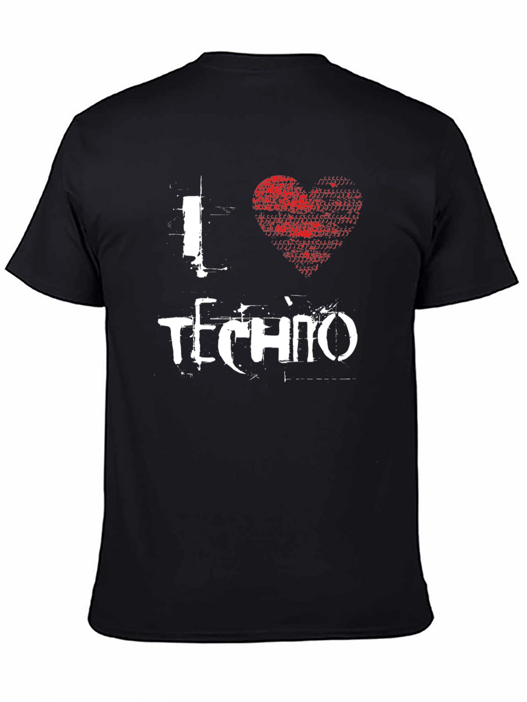 I Love Techno Black Graphic Tee Grunge Style T-Shirt