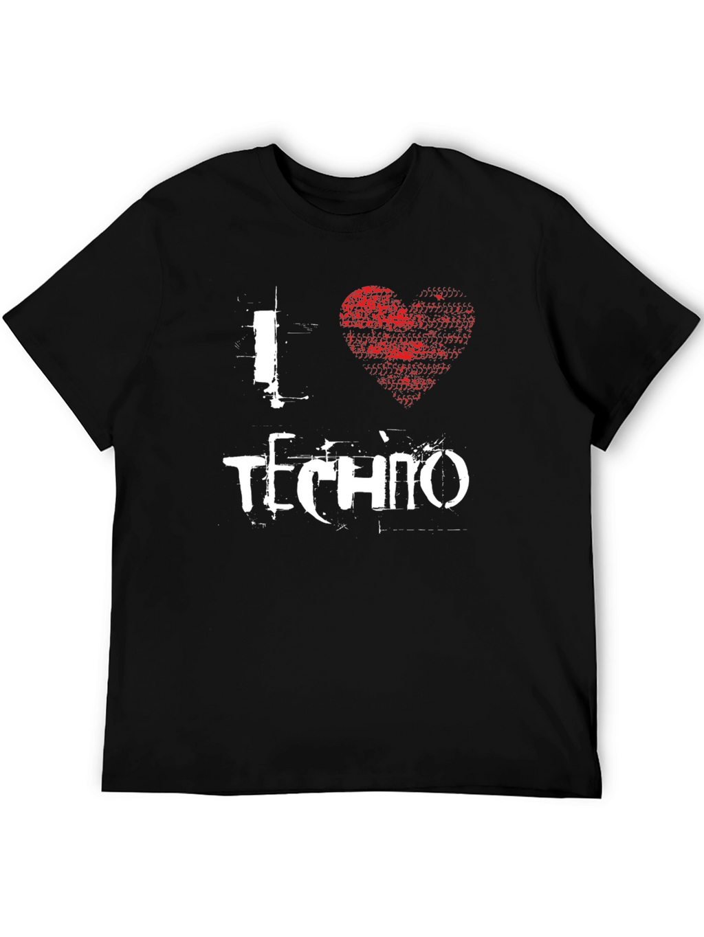 I Love Techno Black Graphic Tee Grunge Style T-Shirt
