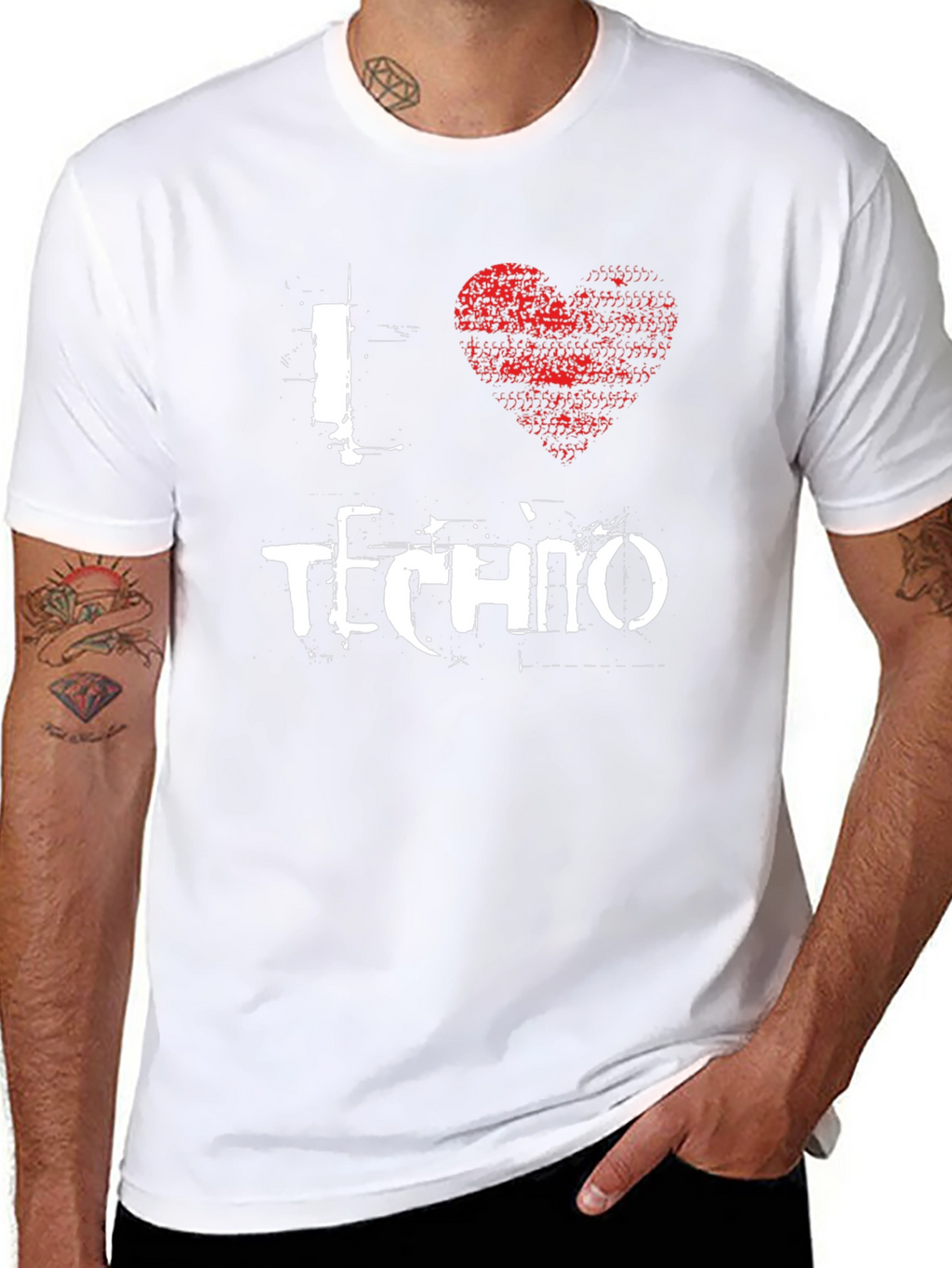 I Love Techno Black Graphic Tee Grunge Style T-Shirt