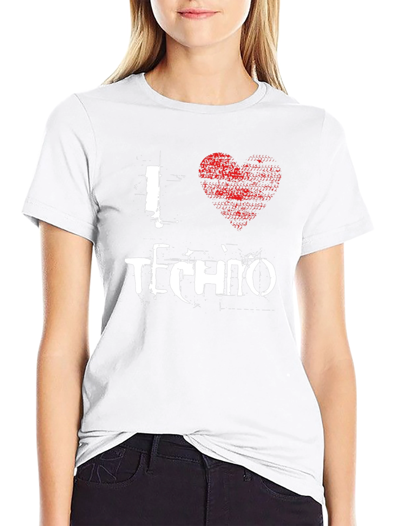 I Love Techno Black Graphic Tee Grunge Style T-Shirt
