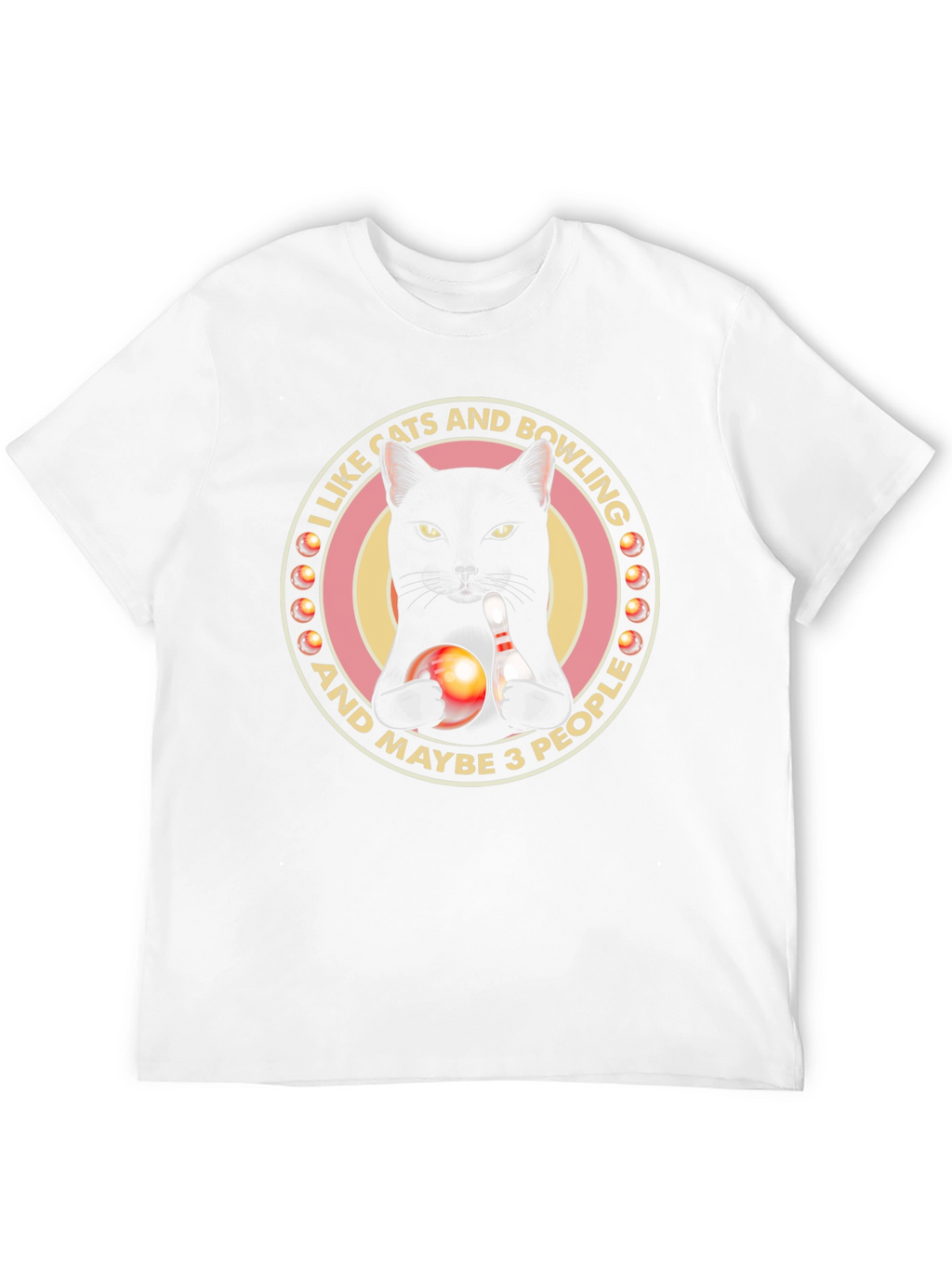 Cats & Bowling Graphic T-Shirt - Black