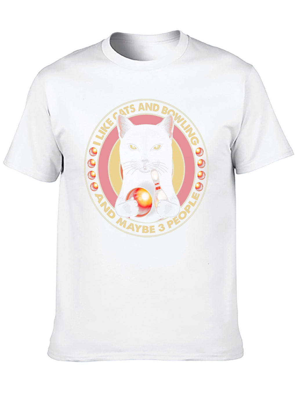 Cats & Bowling Graphic T-Shirt - Black