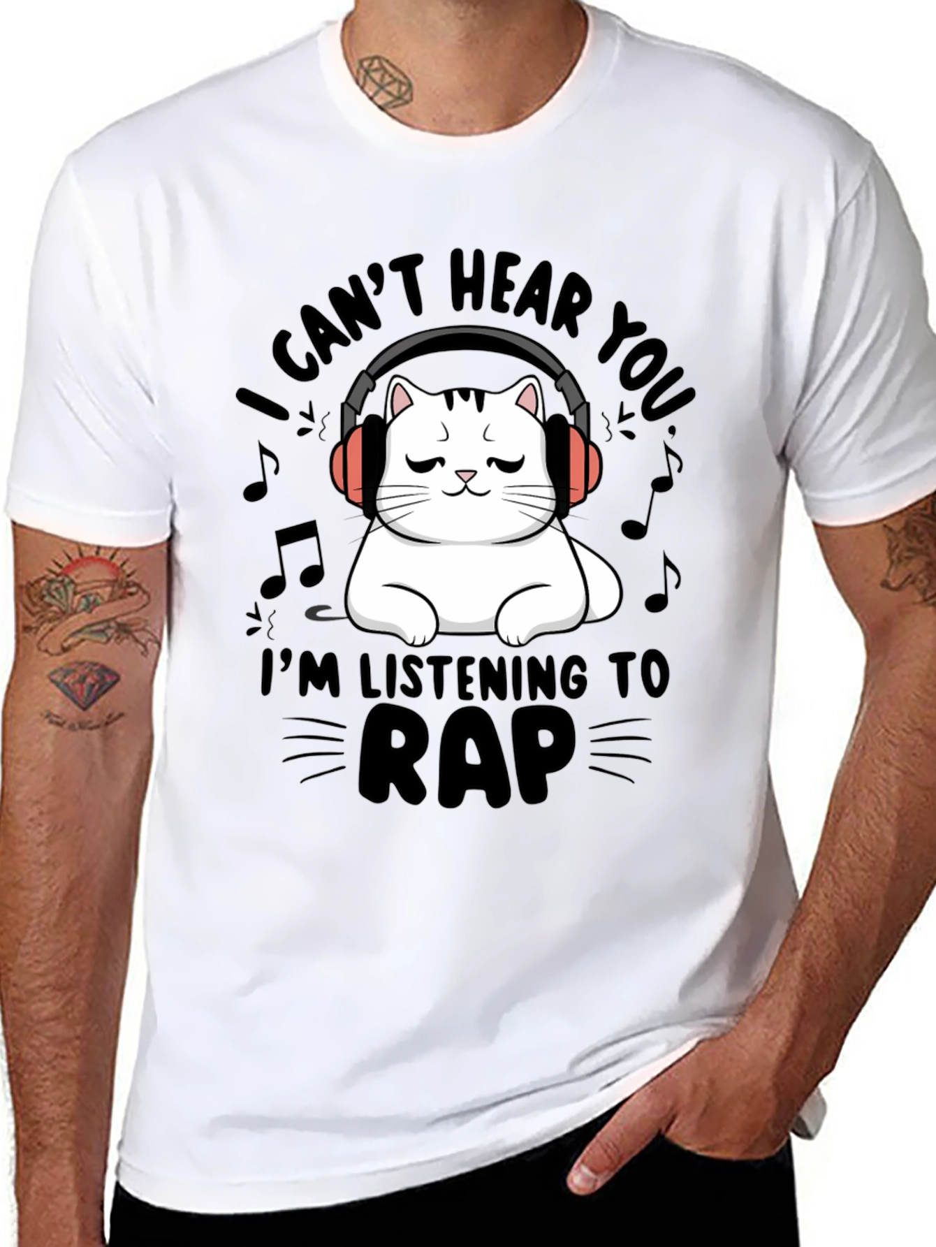 Cat Listening to Rap Music T-Shirt