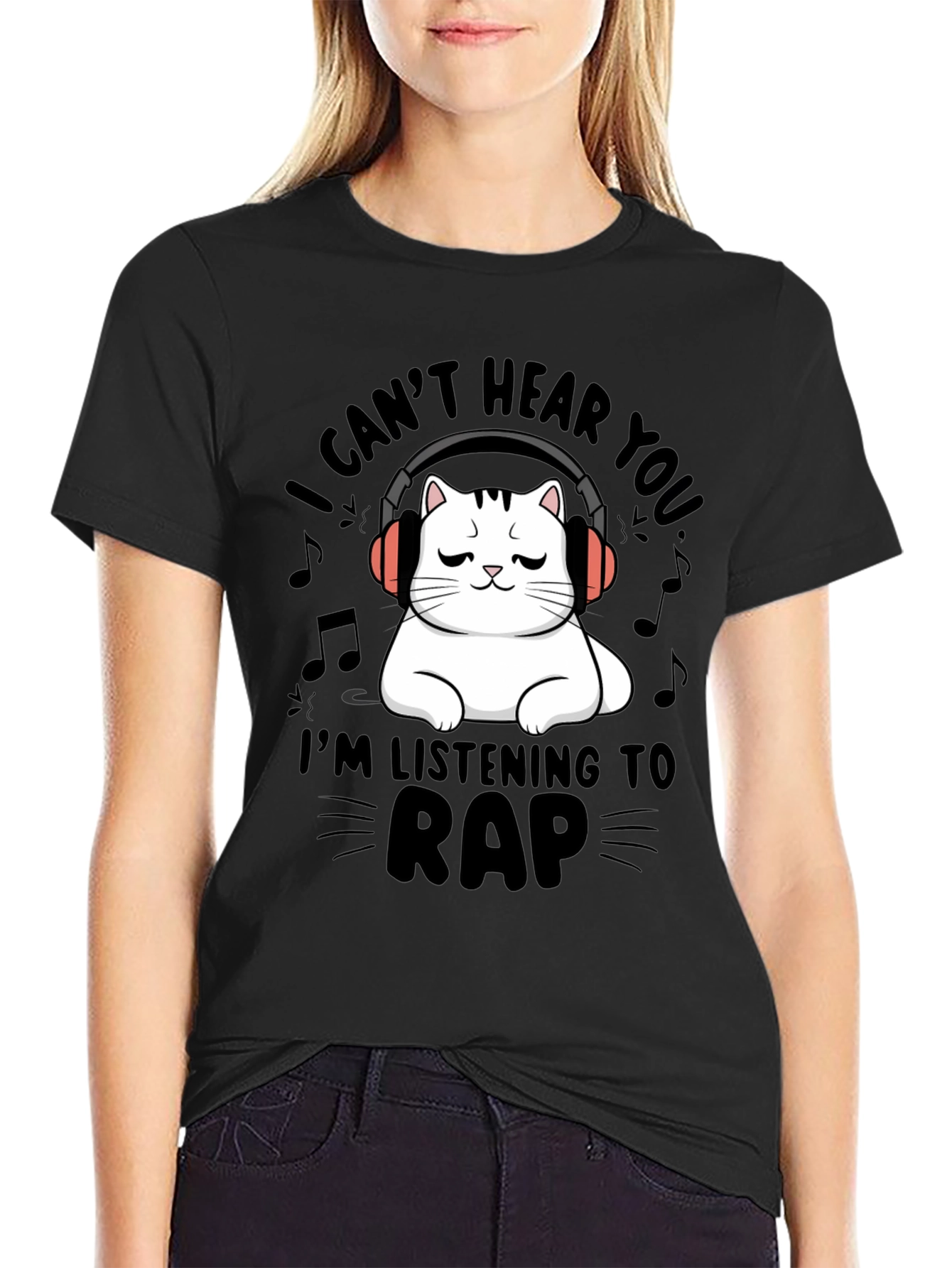 Cat Listening to Rap Music T-Shirt