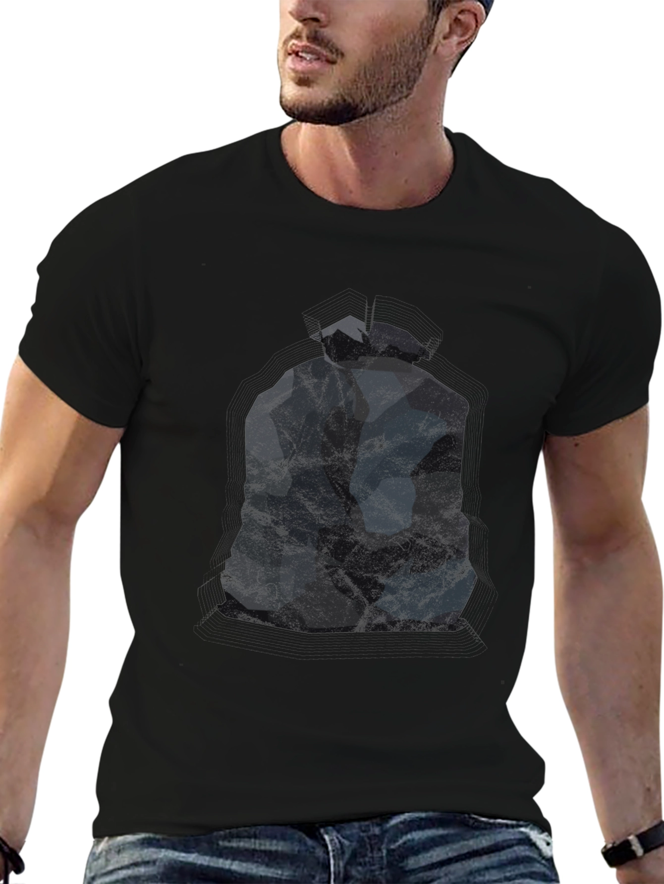 Abstract Geometric Figure Black T-Shirt