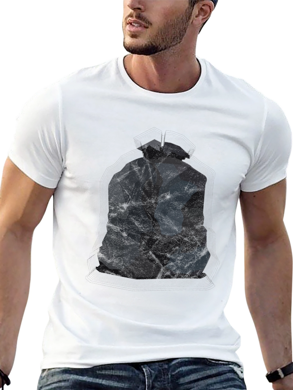 Abstract Geometric Figure Black T-Shirt