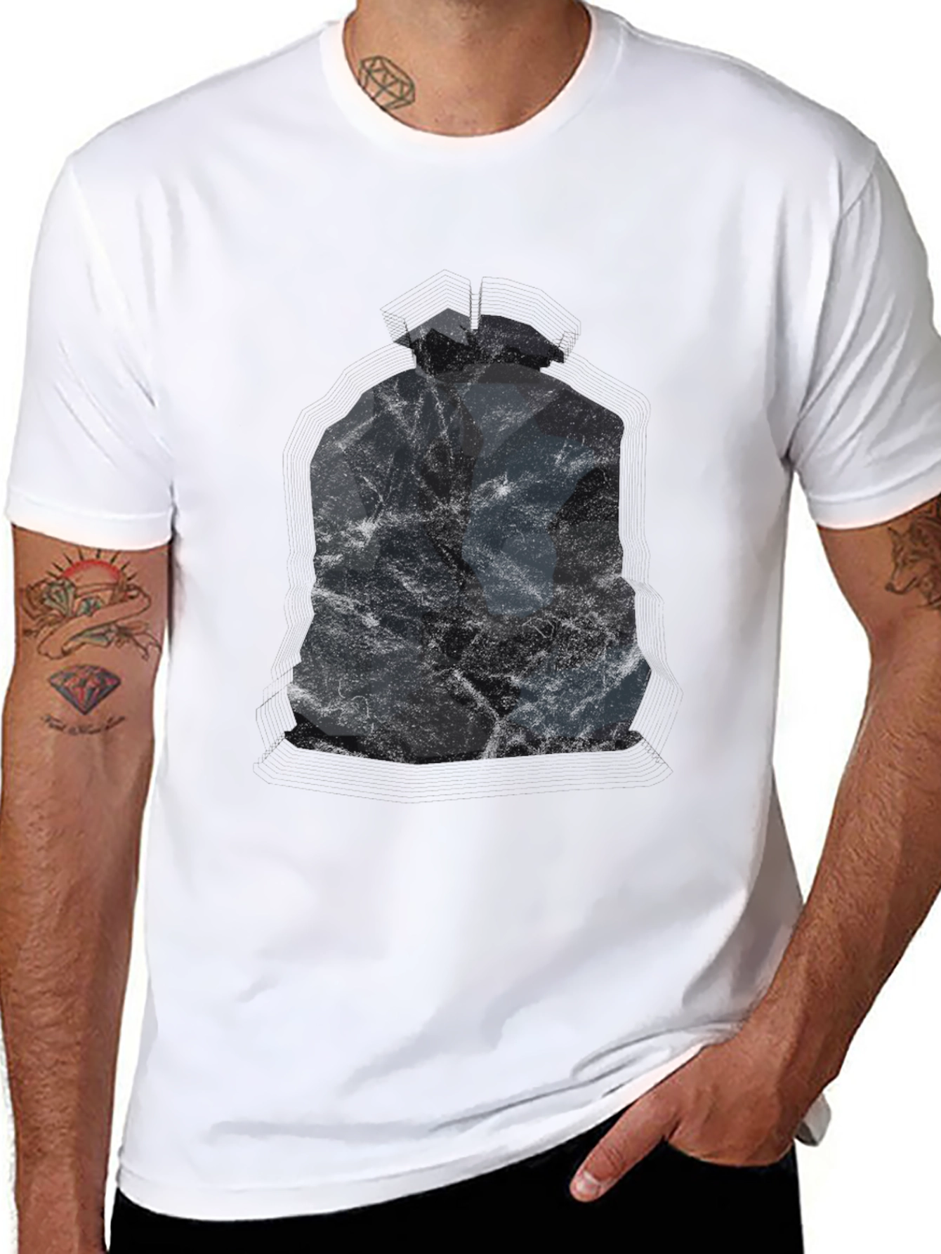 Abstract Geometric Figure Black T-Shirt