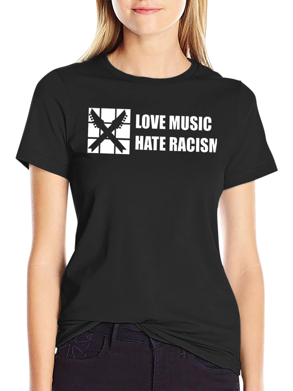 Love Music Hate Racism T-Shirt - Black Cotton Tee