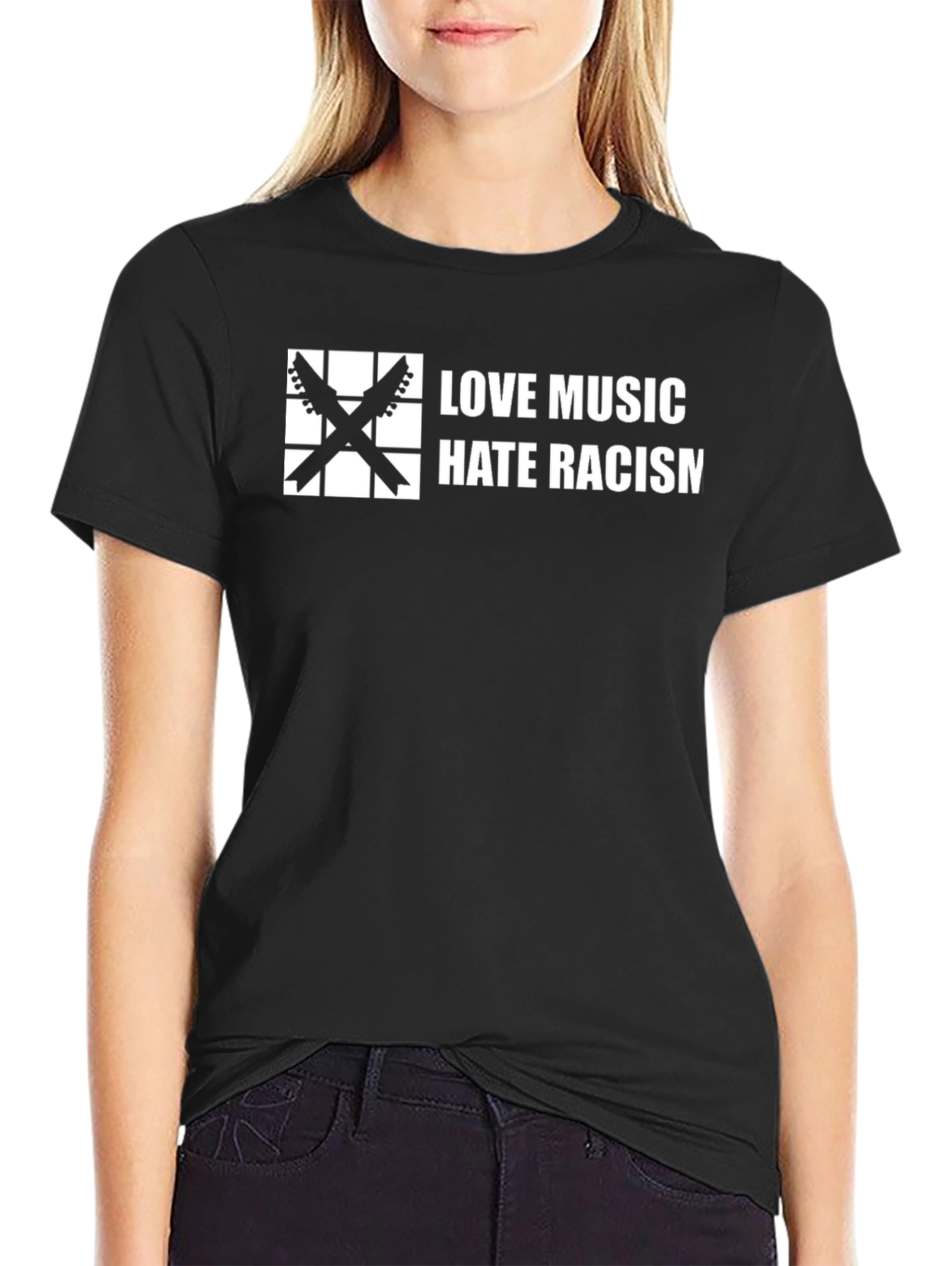 Love Music Hate Racism T-Shirt - Black Cotton Tee