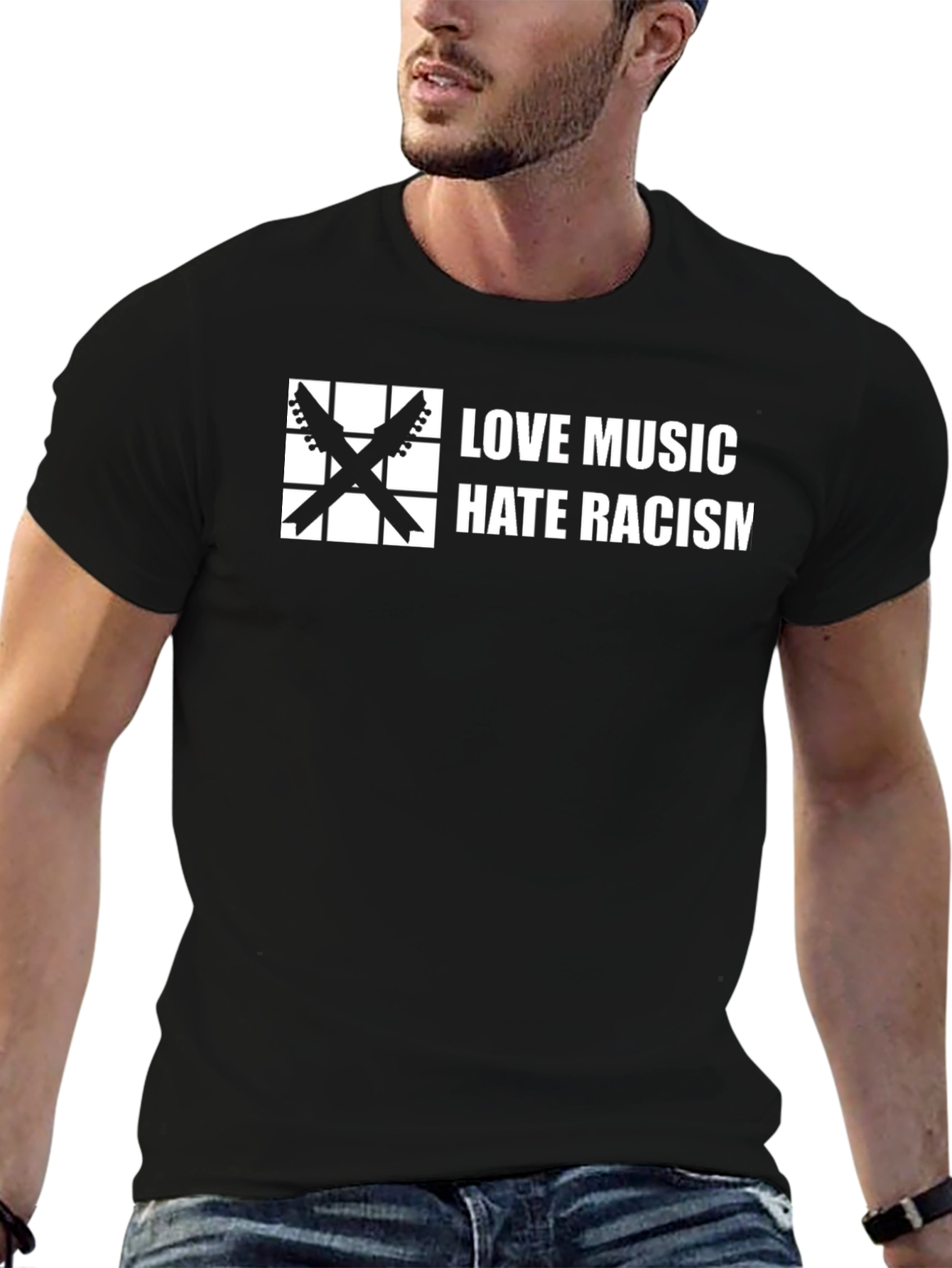 Love Music Hate Racism T-Shirt - Black Cotton Tee