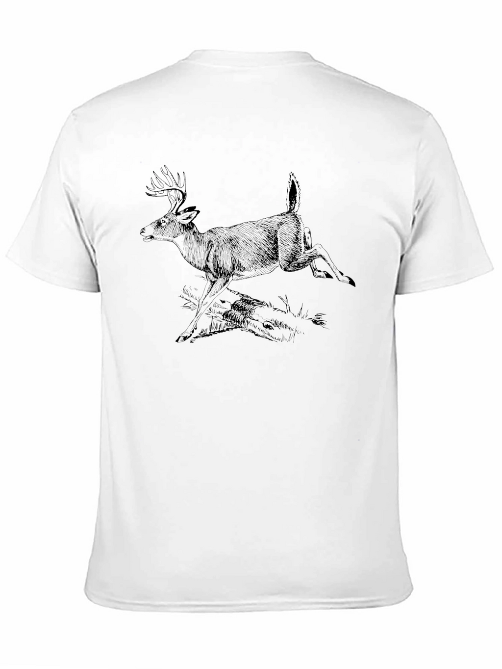 Mens Black T-Shirt with Deer Graphic