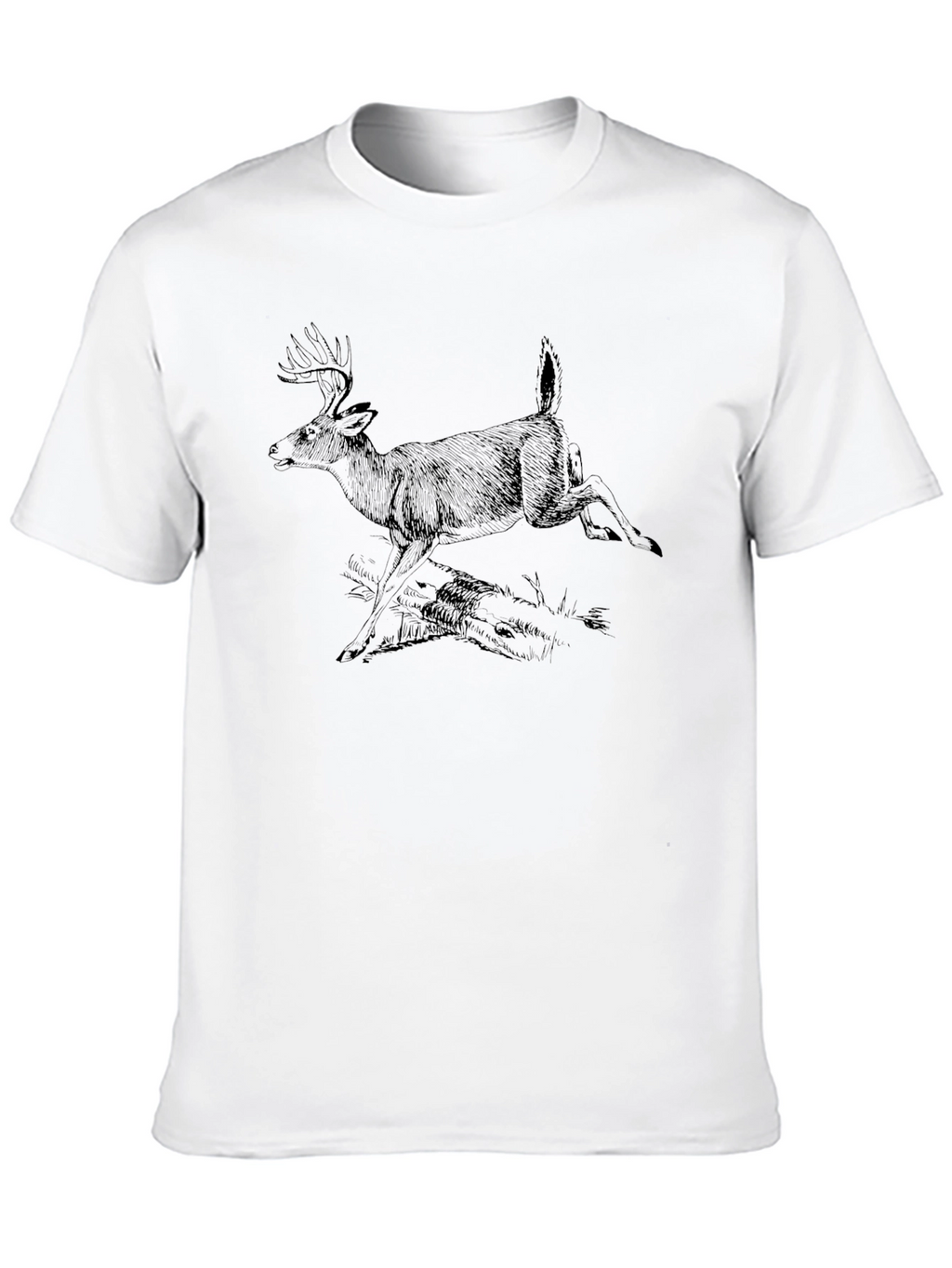 Mens Black T-Shirt with Deer Graphic