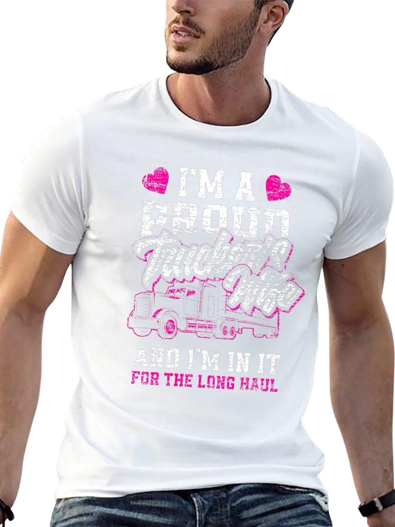 Proud Truckers Wife T-Shirt - Long Haul Design