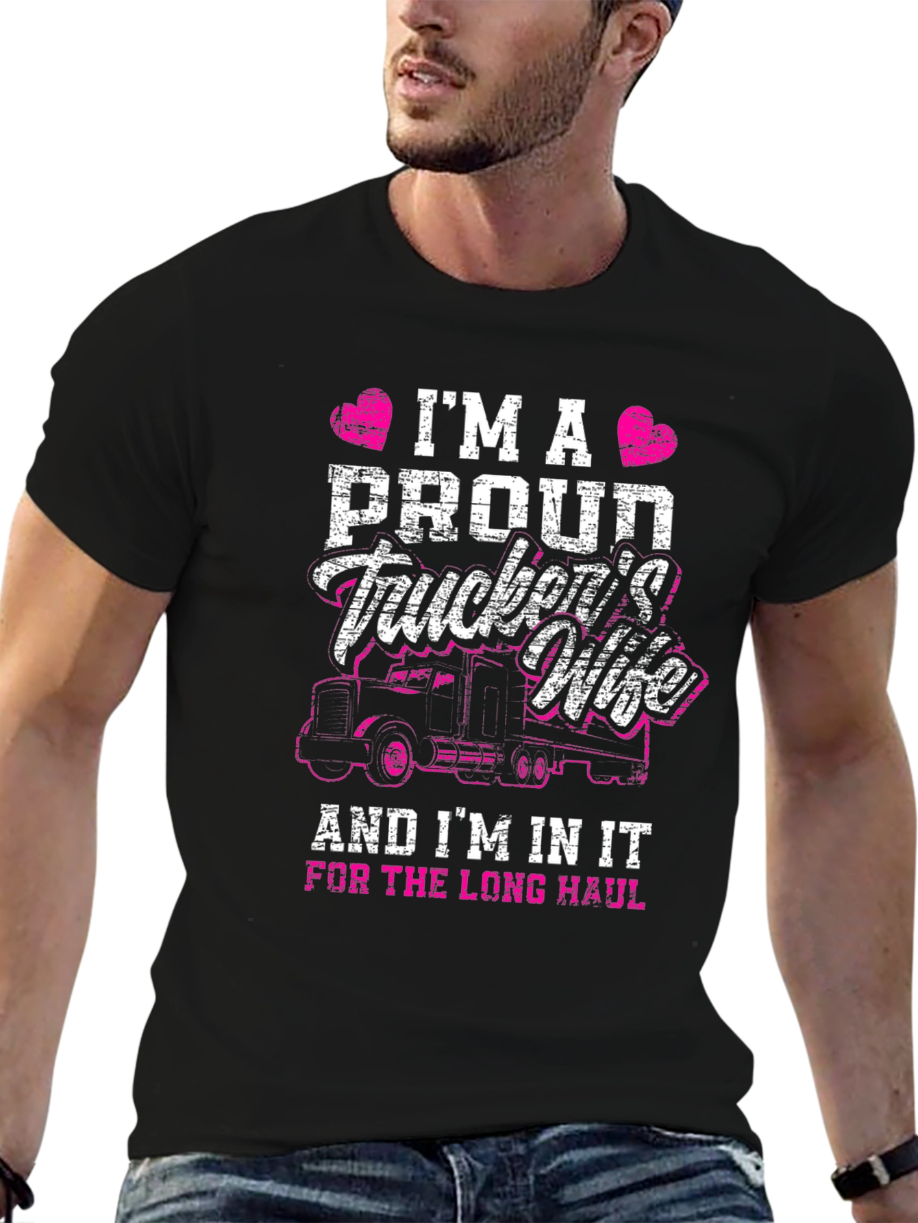 Proud Truckers Wife T-Shirt - Long Haul Design