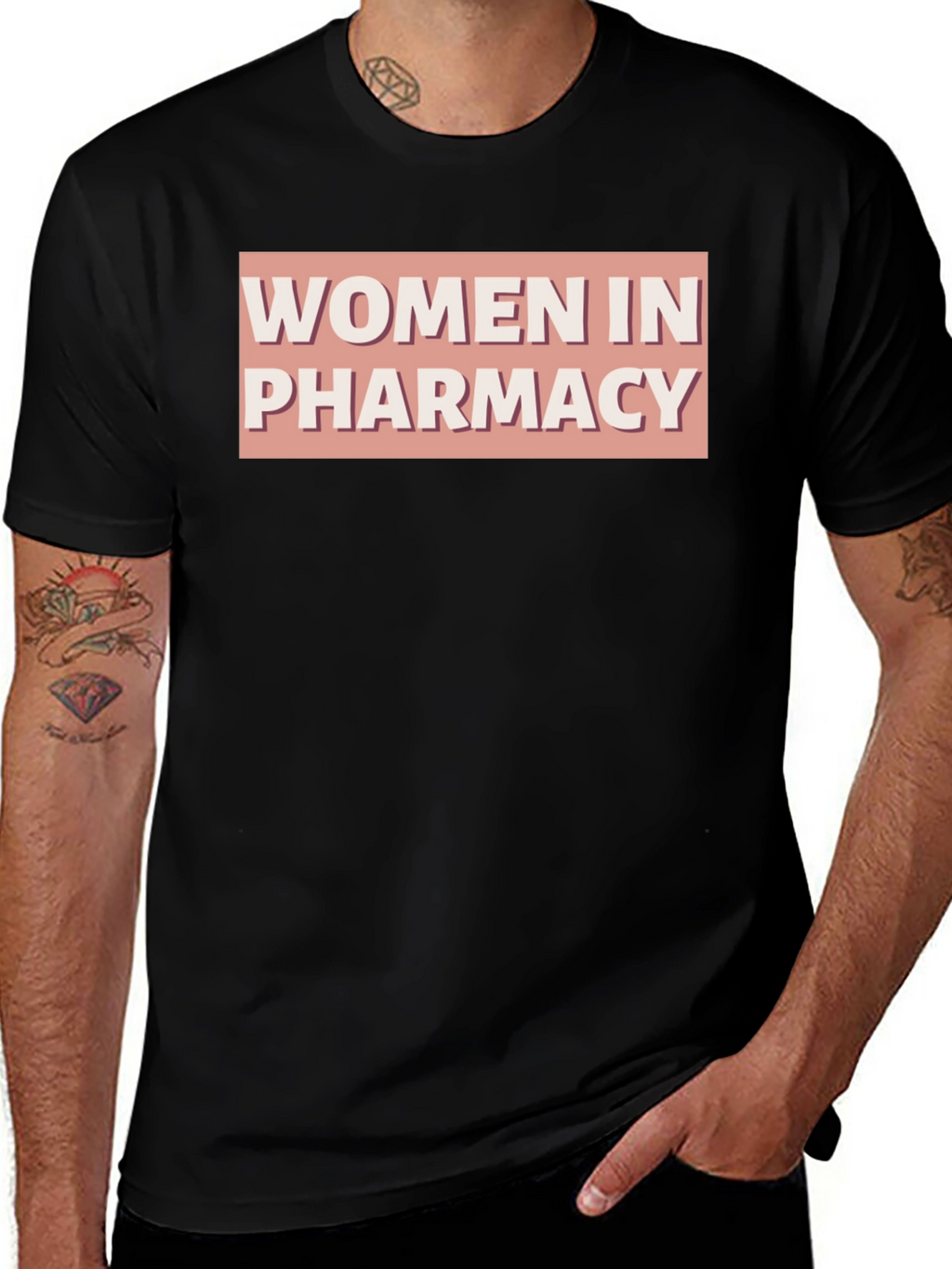 Women in Pharmacy Graphic Tee - Black Cotton T-Shirt