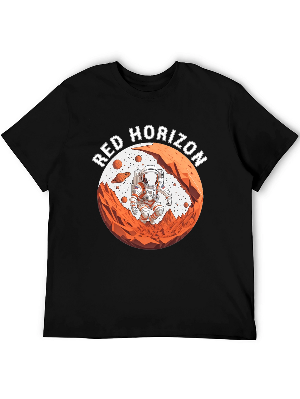 Red Horizon Astronaut Black T-Shirt