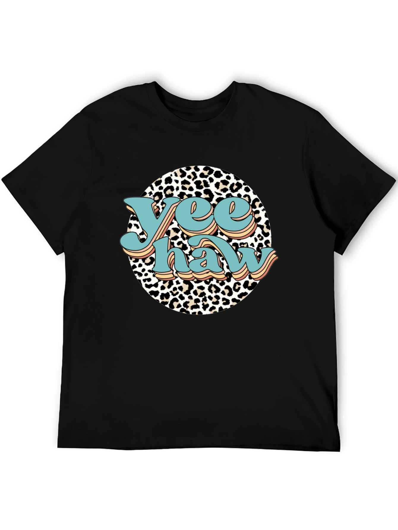 Yee Haw Leopard Print Graphic Tee - Black
