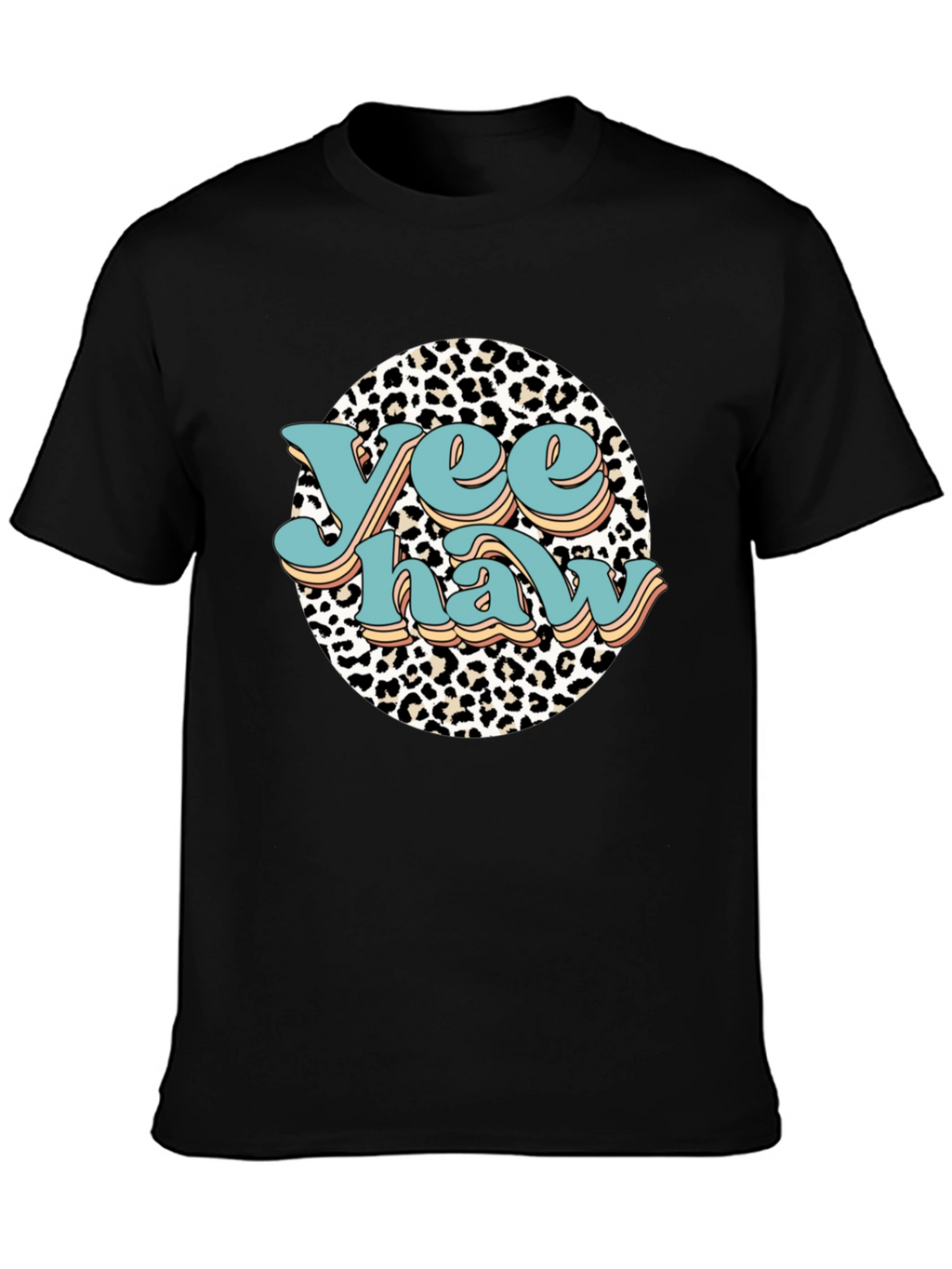 Yee Haw Leopard Print Graphic Tee - Black