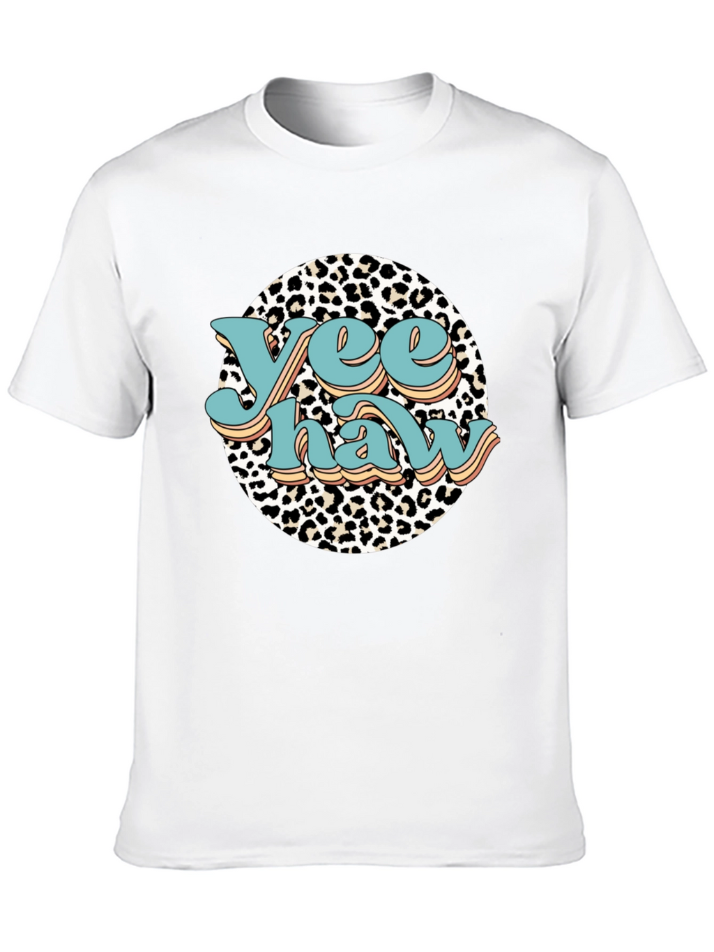 Yee Haw Leopard Print Graphic Tee - Black