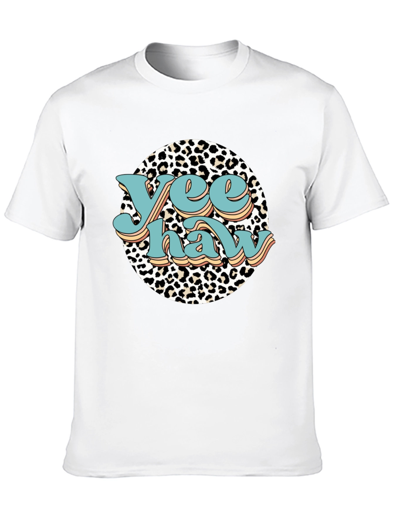 Yee Haw Leopard Print Graphic Tee - Black