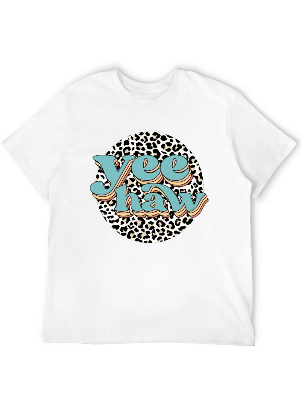 Yee Haw Leopard Print Graphic Tee - Black