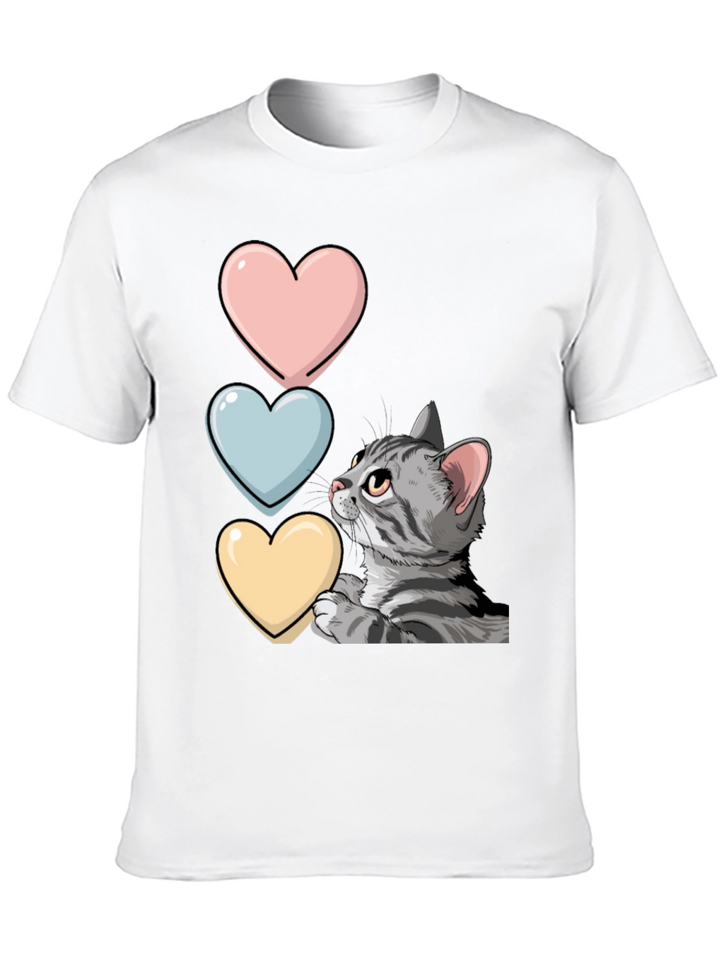 Cat with Hearts Graphic T-Shirt