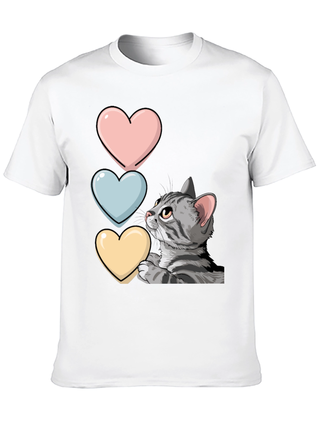 Cat with Hearts Graphic T-Shirt