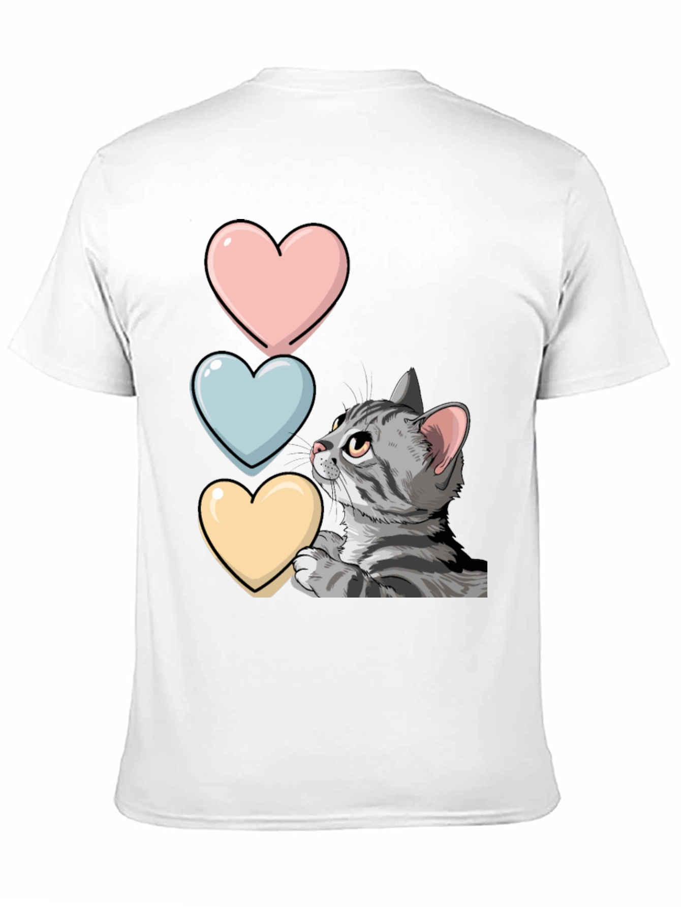 Cat with Hearts Graphic T-Shirt