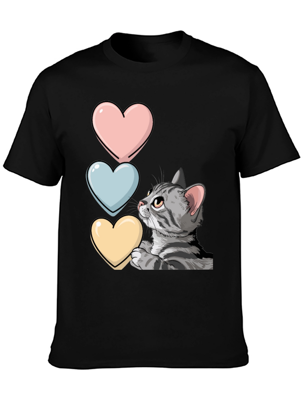 Cat with Hearts Graphic T-Shirt
