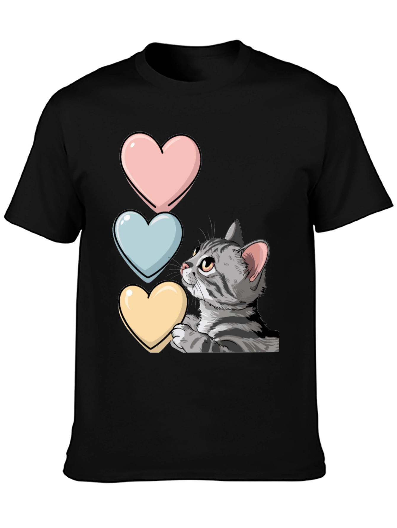 Cat with Hearts Graphic T-Shirt