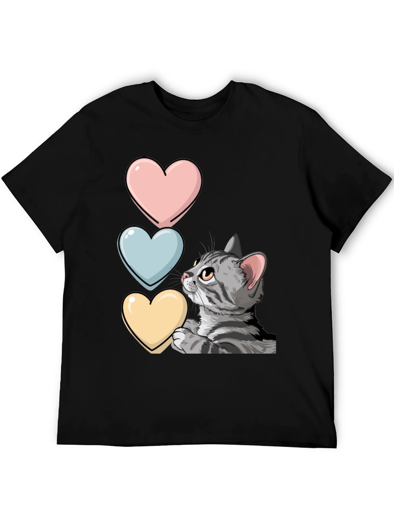 Cat with Hearts Graphic T-Shirt