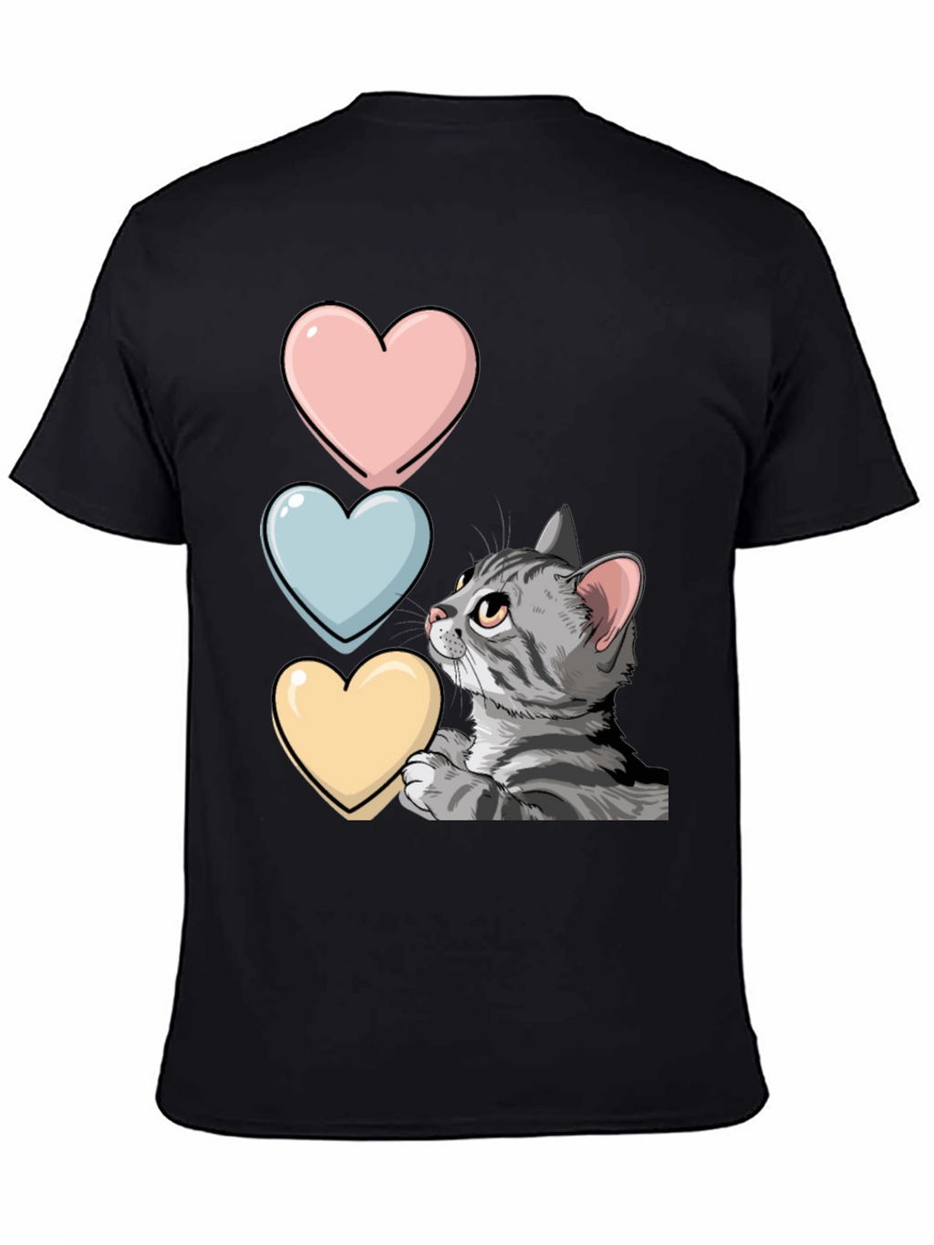Cat with Hearts Graphic T-Shirt