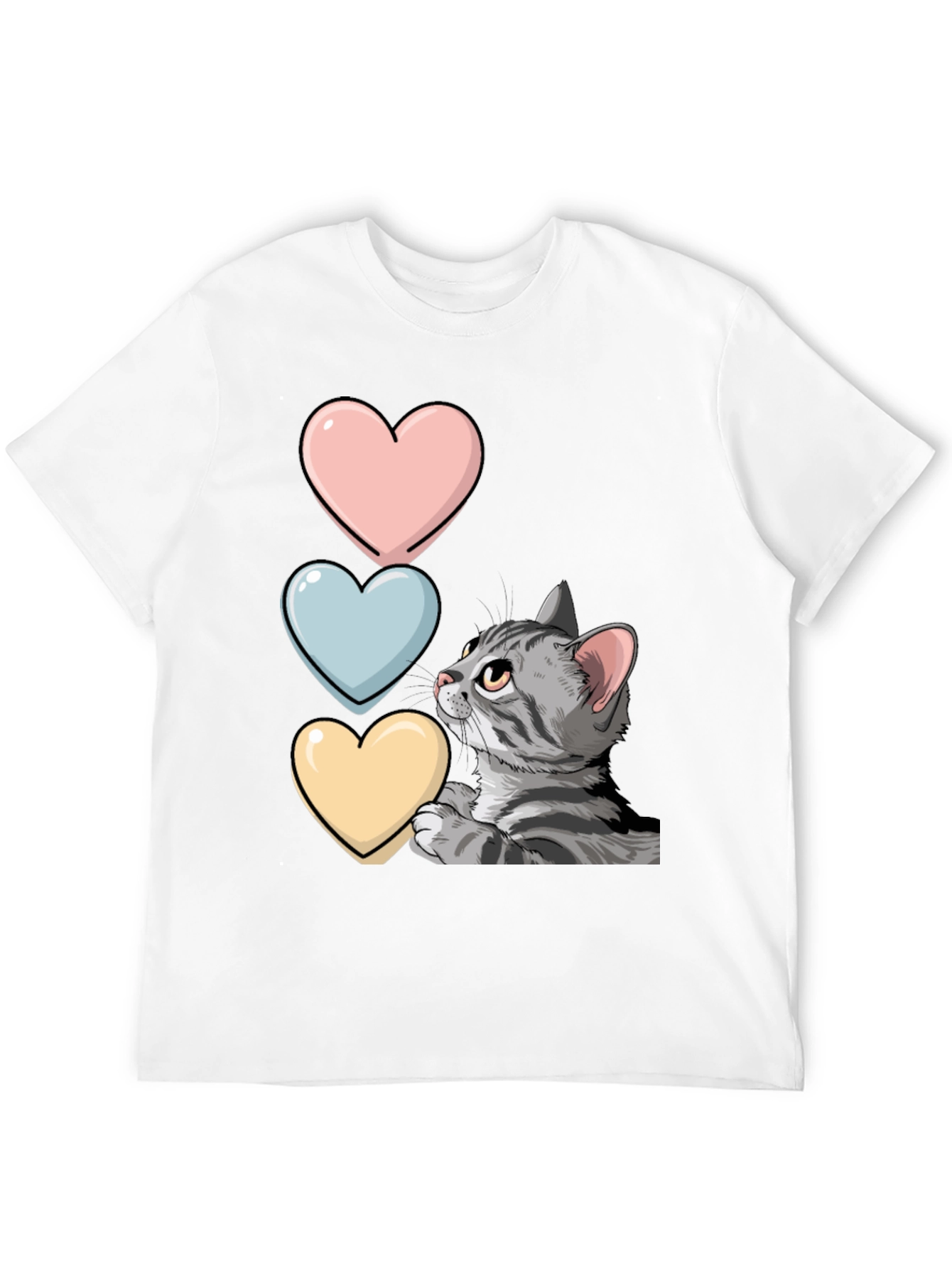 Cat with Hearts Graphic T-Shirt