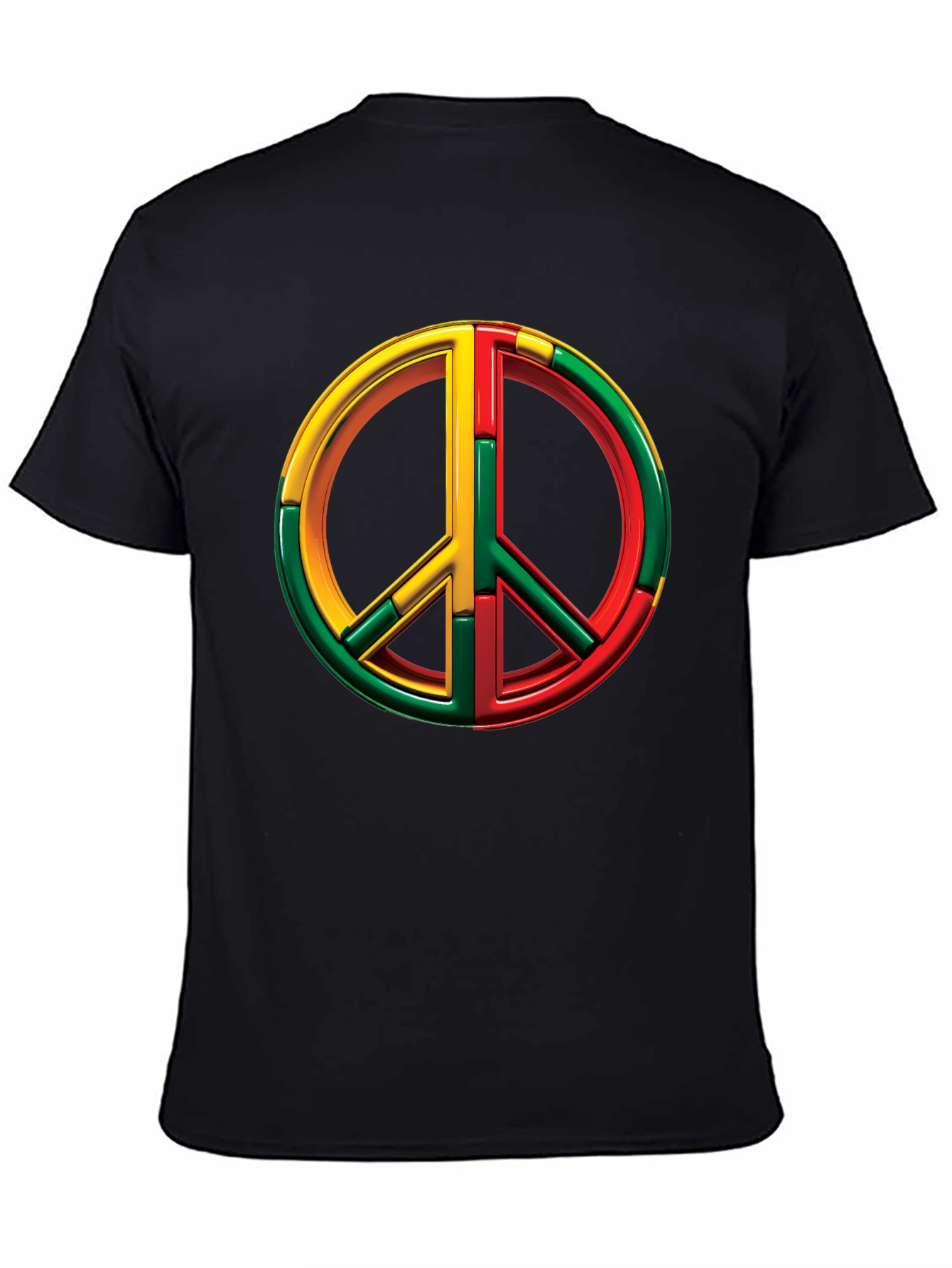 Rasta Peace Sign Graphic Tee - Black