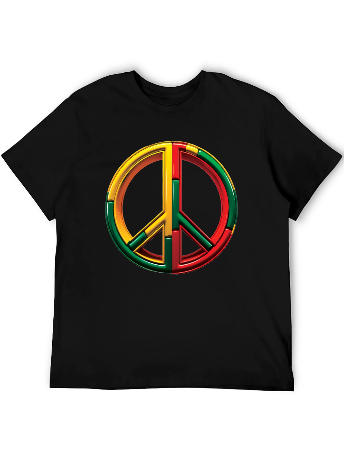 Rasta Peace Sign Graphic Tee - Black
