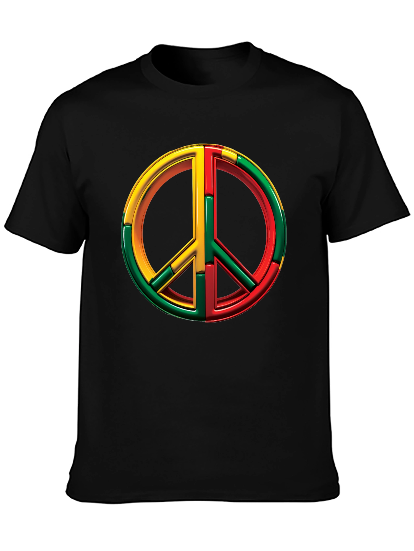 Rasta Peace Sign Graphic Tee - Black
