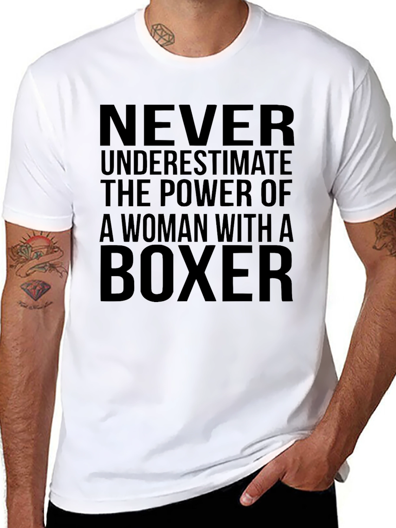 Never Underestimate Woman with Boxer T-Shirt