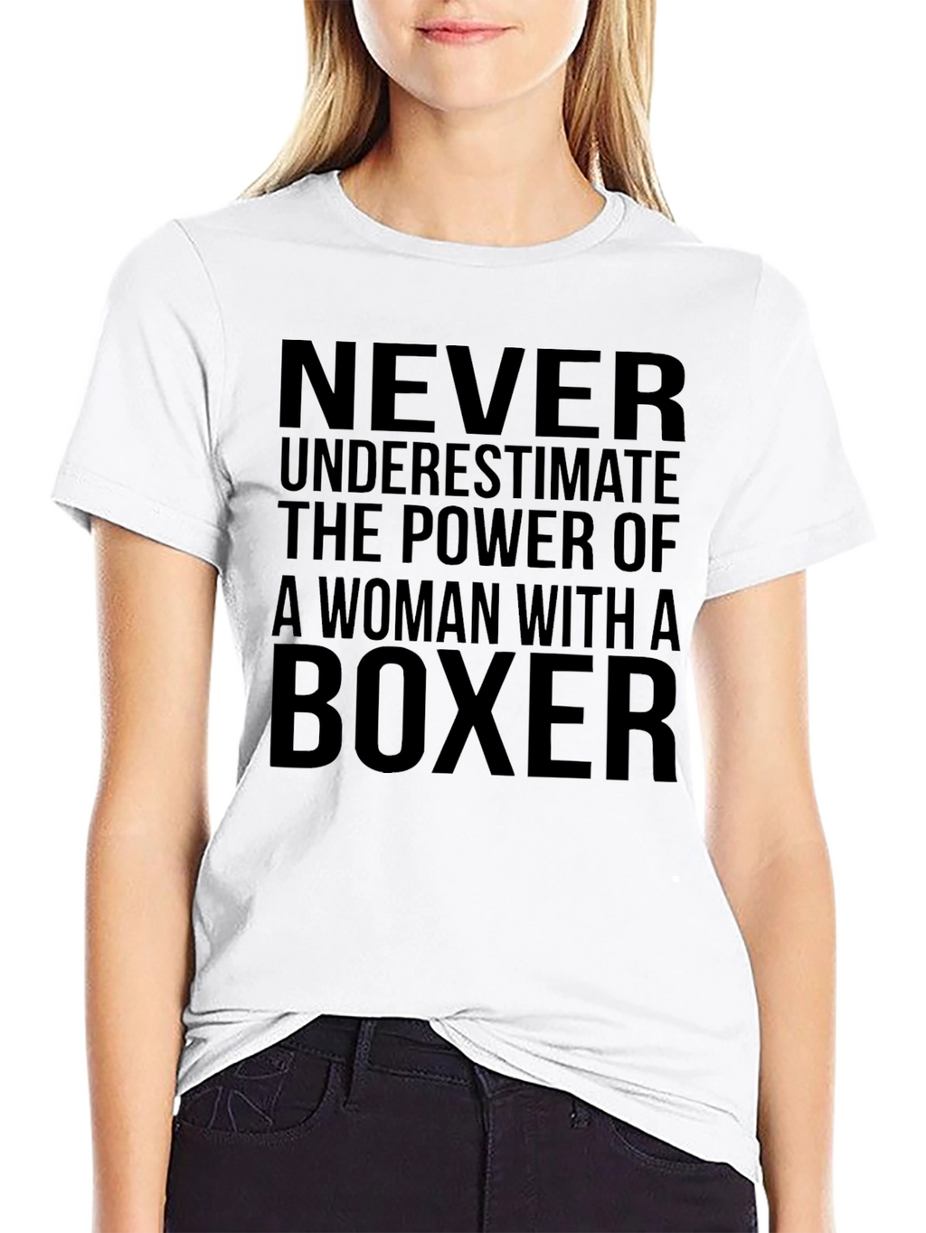 Never Underestimate Woman with Boxer T-Shirt