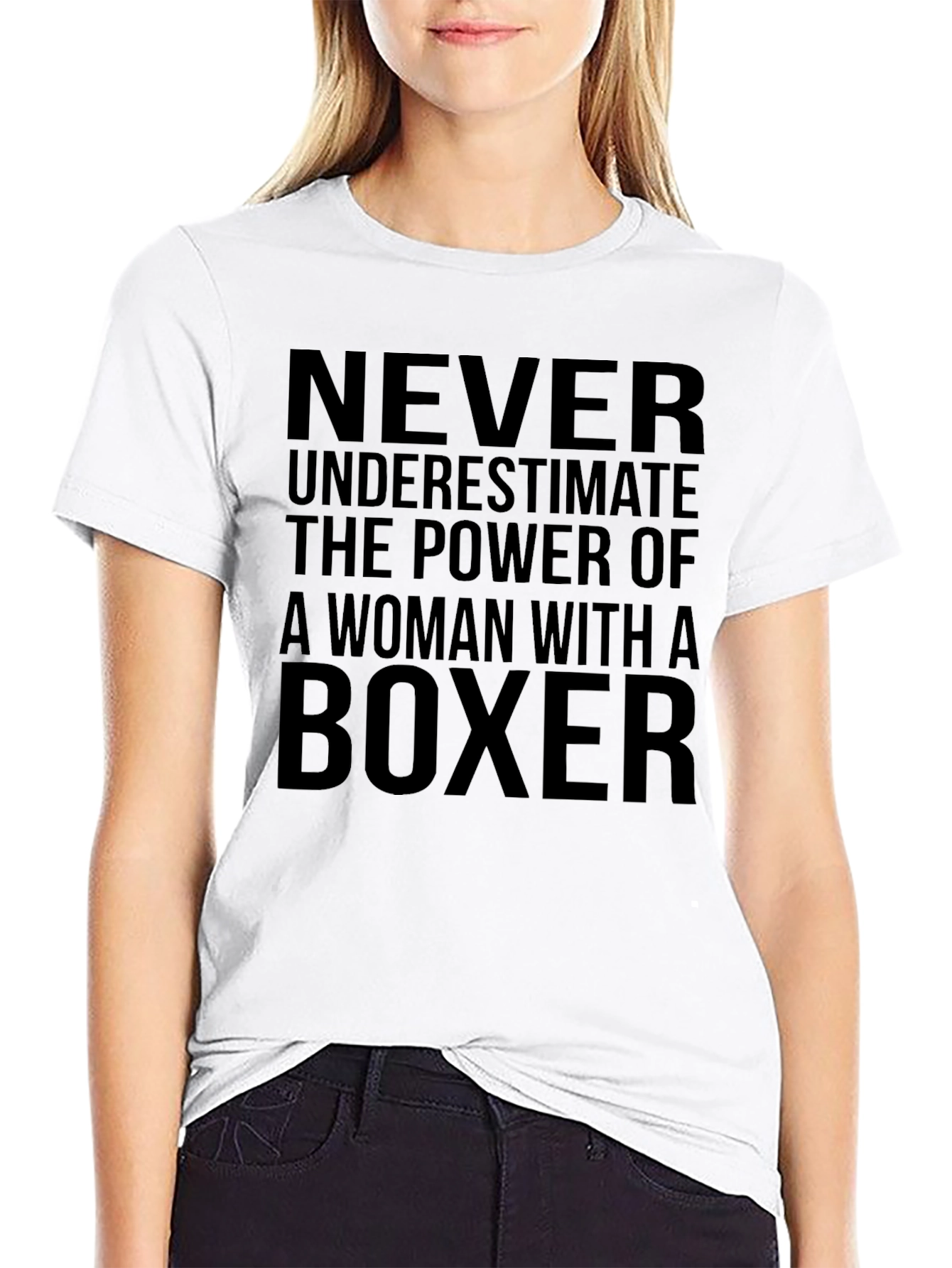 Never Underestimate Woman with Boxer T-Shirt
