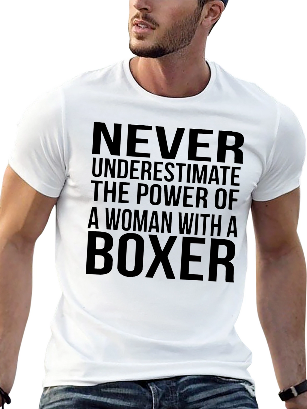 Never Underestimate Woman with Boxer T-Shirt