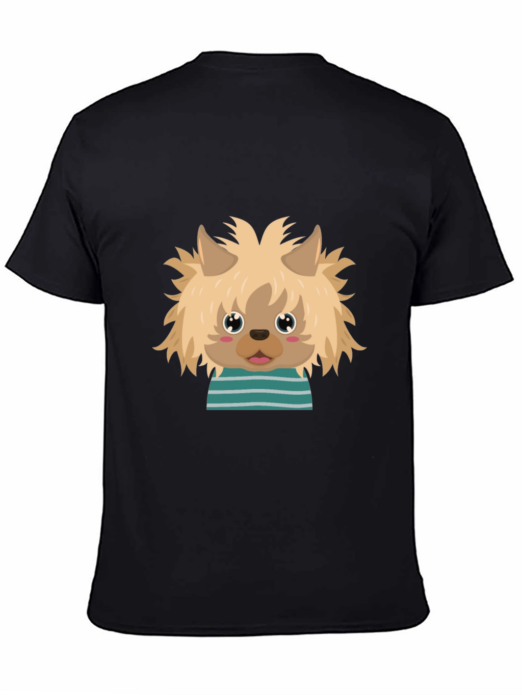 Cute Dog Cartoon Graphic Black T-Shirt