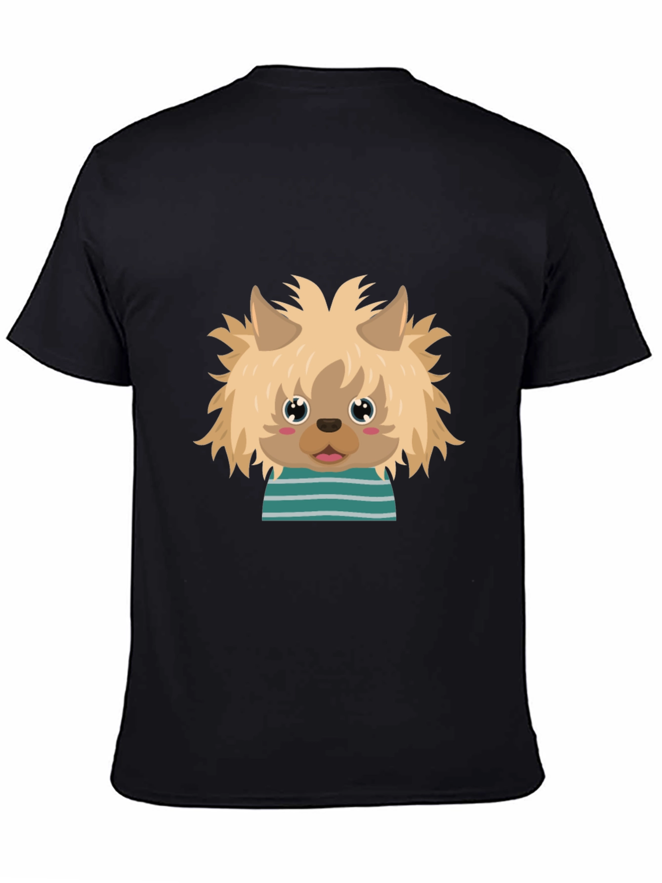 Cute Dog Cartoon Graphic Black T-Shirt