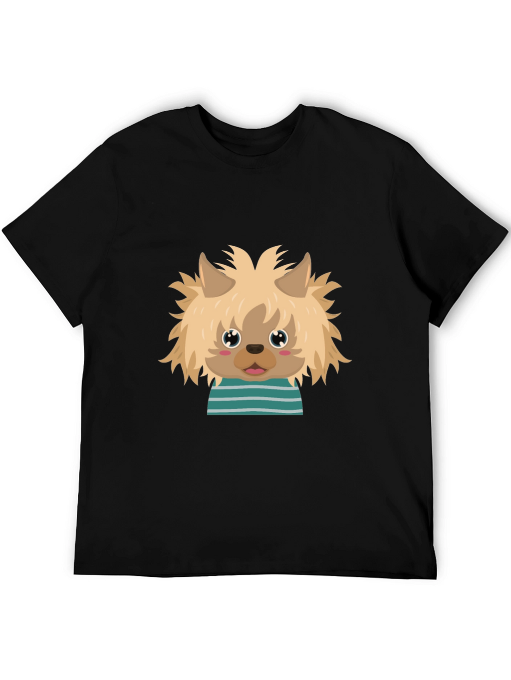 Cute Dog Cartoon Graphic Black T-Shirt