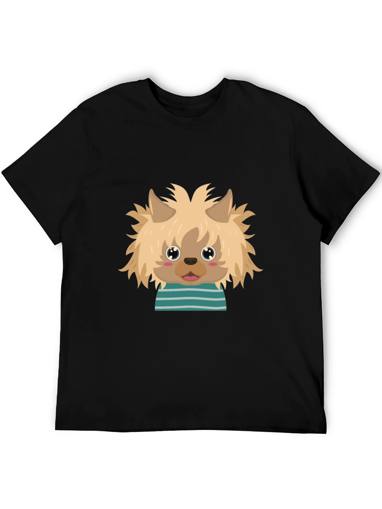 Cute Dog Cartoon Graphic Black T-Shirt