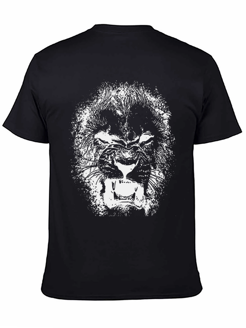 Black T-Shirt with Lion Graphic Print